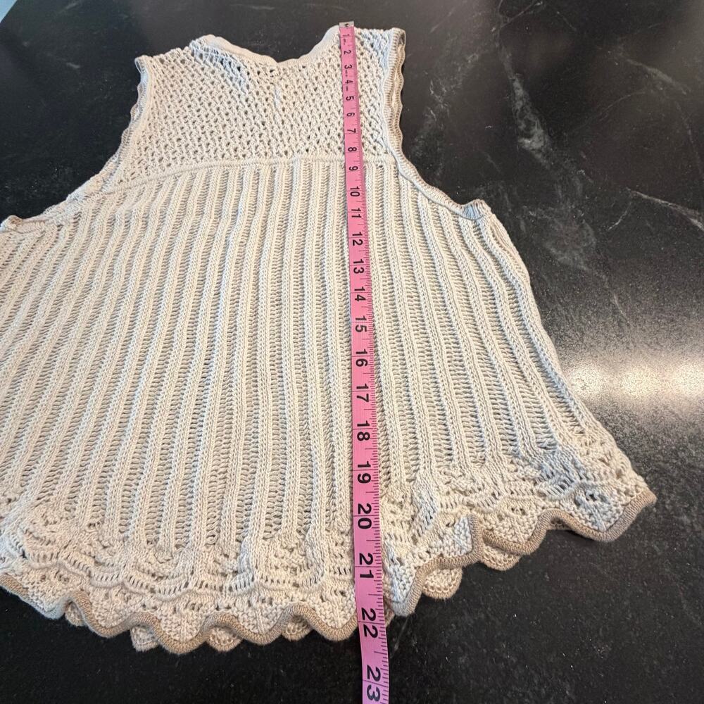 American Eagle Crochet Tank XL Cream Boho Scallop Hem Sweater Vest - Picture 8 of 10